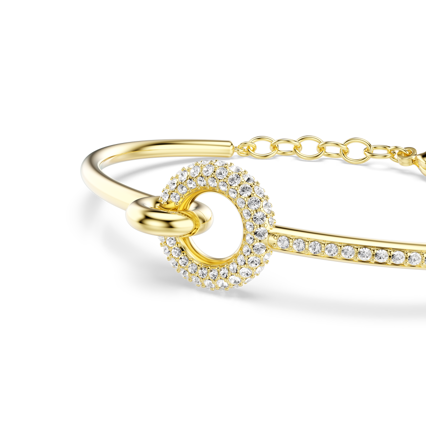 swarovski dextera bangle  round cut  white  gold tone plated