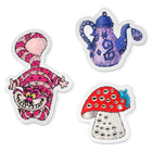Alice in Wonderland removable stickers, Cat, teapot, playing card and mushroom, Multicolored