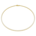 swarovski matrix tennis necklace  round cut  white  18k gold finish