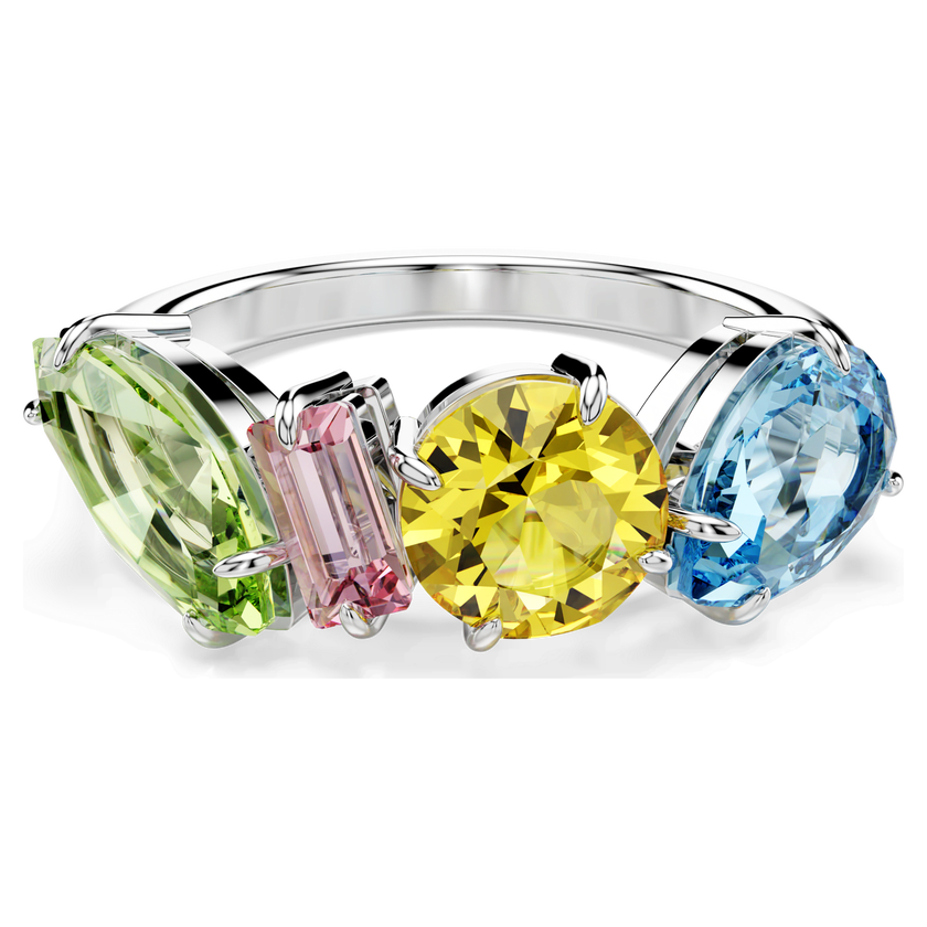 swarovski gema cocktail ring  mixed cuts  multicolored  rhodium plated