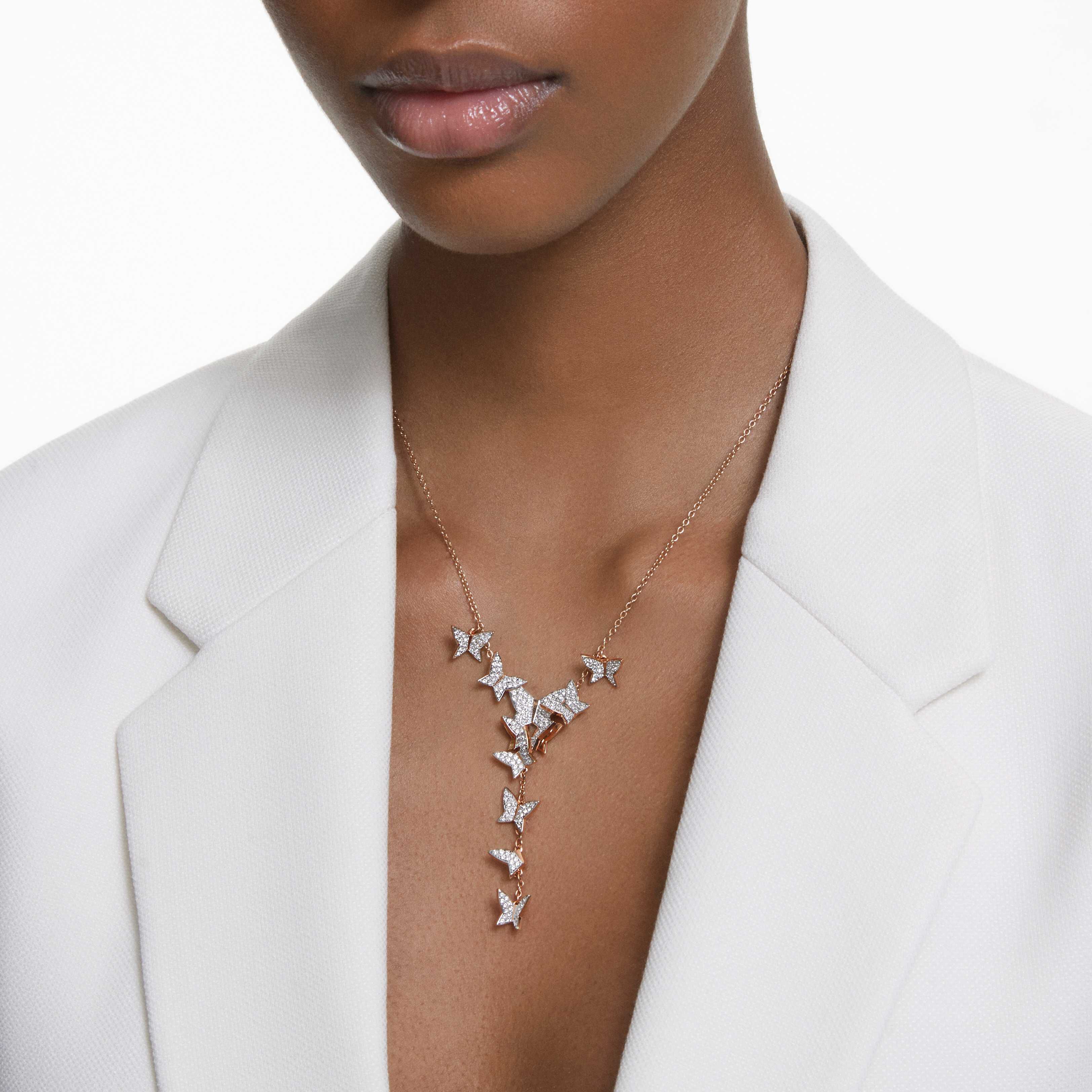 swarovski lilia y necklace  butterfly  white  rhodium plated