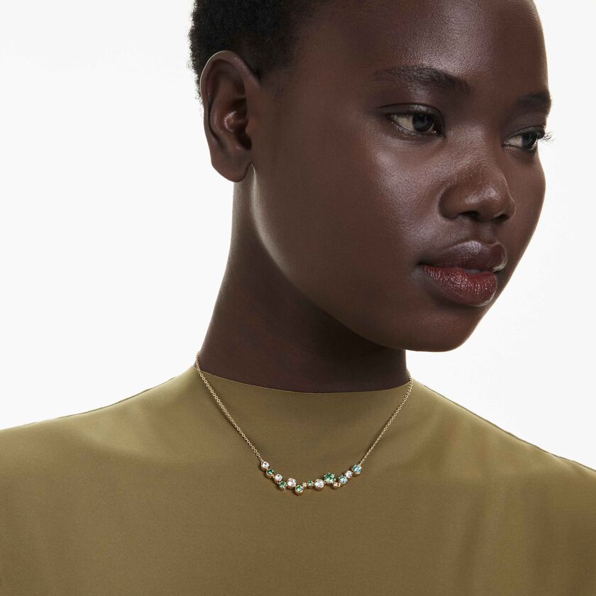 swarovski constella necklace  mixed cuts  green  18k gold finish