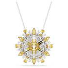 swarovski idyllia pendant and brooch mixed cuts flower long yellow rhodium plated