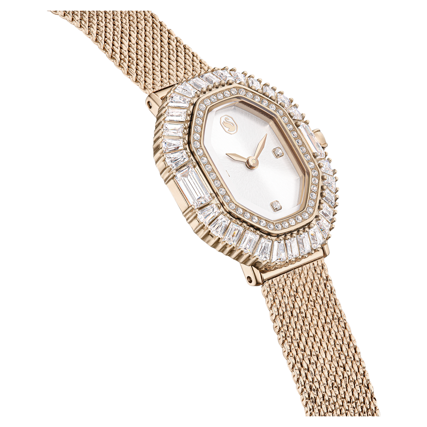 swarovski matrix octagon watch  metal bracelet  gold tone  champagne gold tone finish