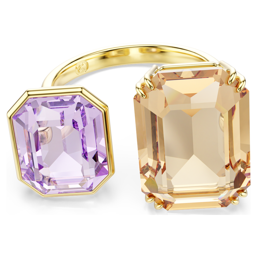 swarovski millenia open ring  octagon cut  multicolored  18k gold finish