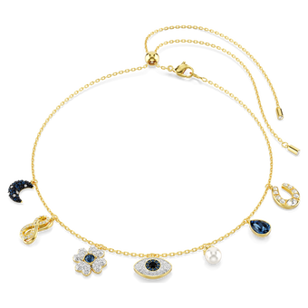 swarovski symbolica choker moon infinity clover evil eye and horseshoe blue gold tone plated