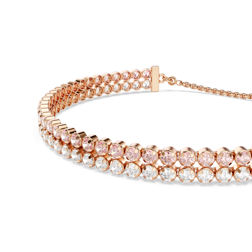 swarovski matrix bracelet  round cut  white  18k rose gold finish