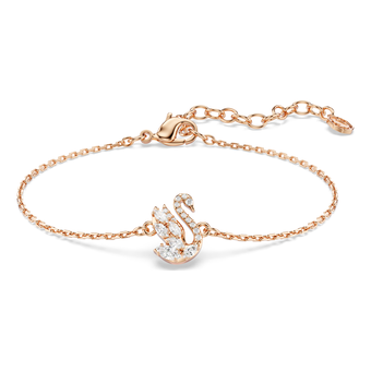 swarovski swan bracelet  mixed cuts  swan  white  rose gold tone plated