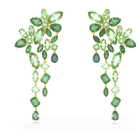 swarovski gema drop earrings mixed cuts green gold tone plated