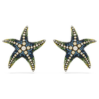 Idyllia stud earrings, Starfish, Large, Multicolored, Gold-tone plated