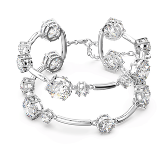 swarovski constella bangle  mixed round cuts  white  rhodium plated
