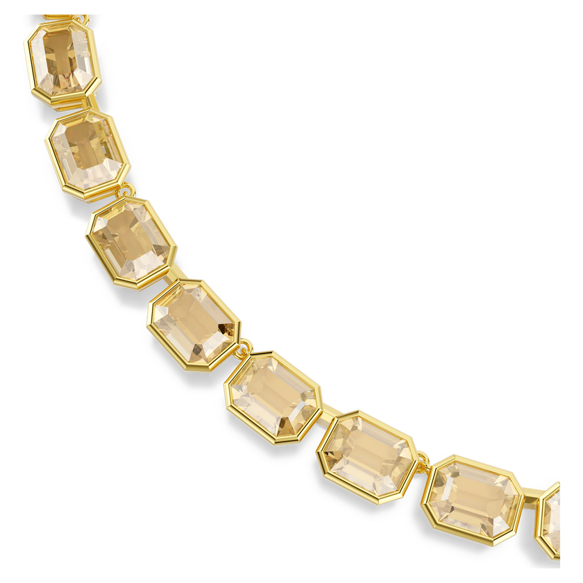 swarovski millenia tennis necklace  octagon cut  yellow  gold tone plated