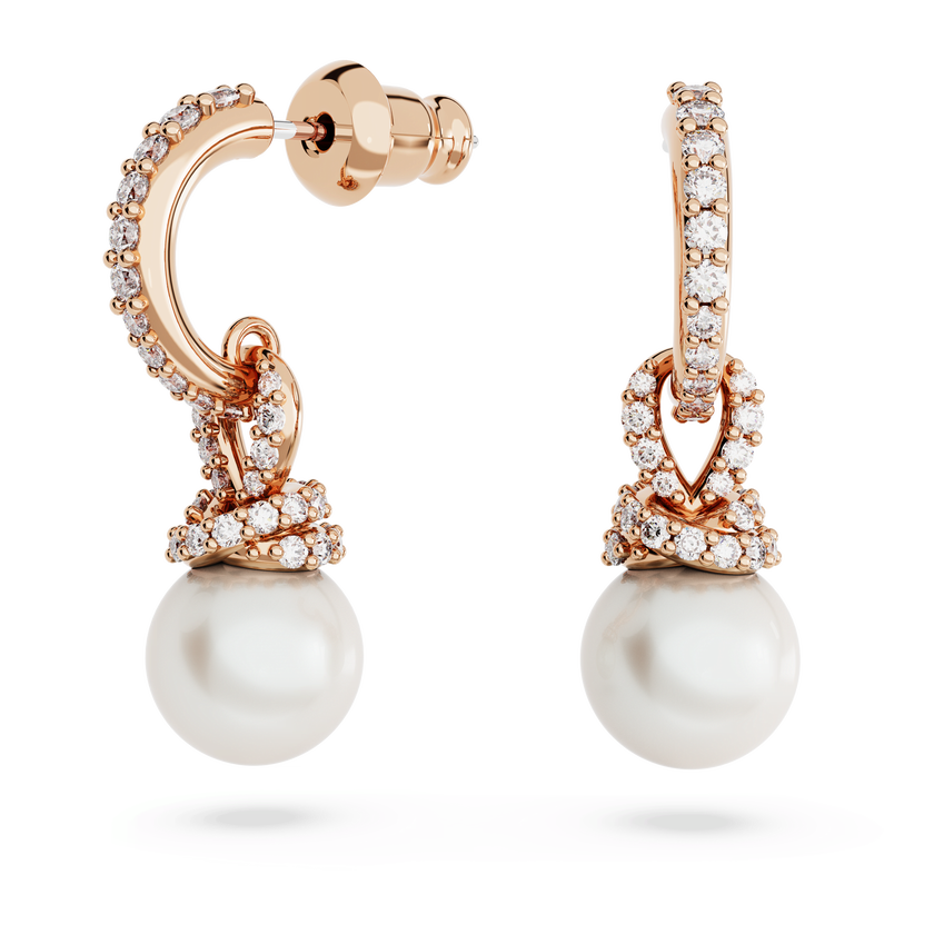swarovski originally set  crystal pearl  white  18k rose gold finish