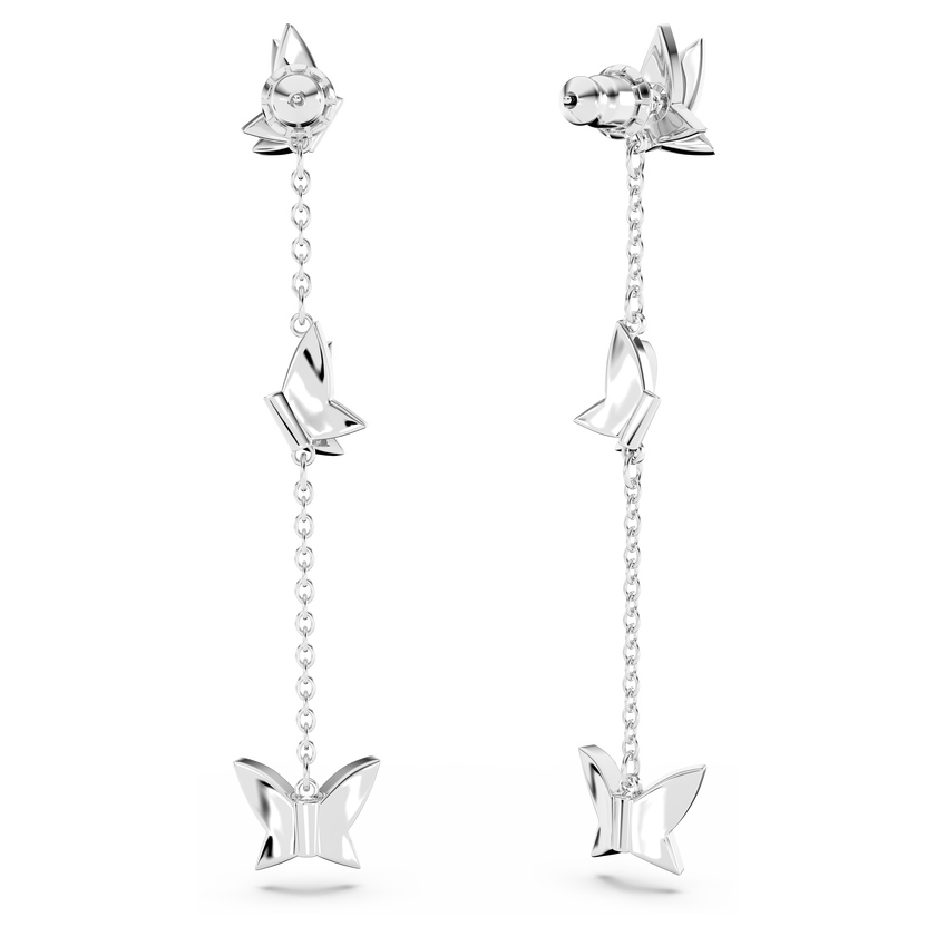 swarovski lilia drop earrings  butterfly  blue  rhodium plated