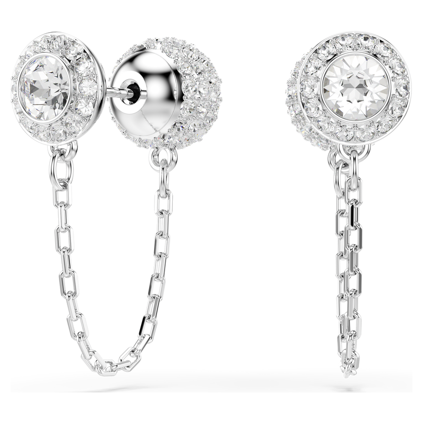 swarovski una angelic drop earrings  round cut  white  rhodium plated