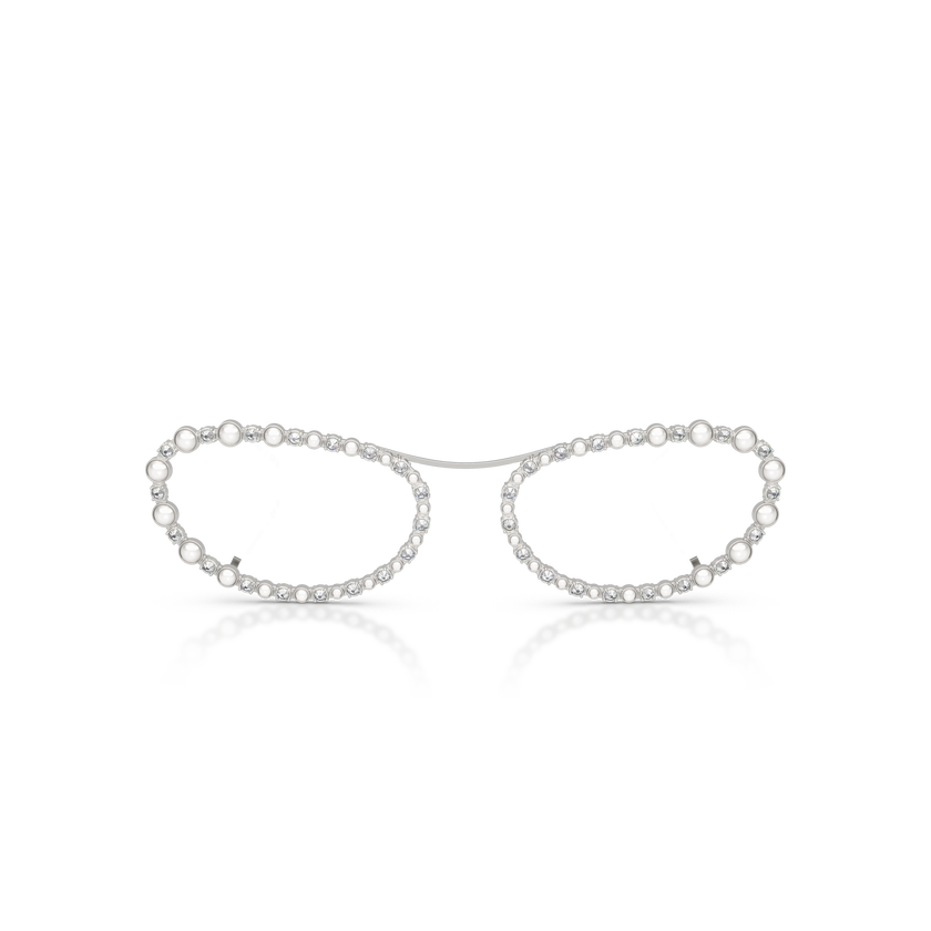 swarovski sunglasses  oval shape  2 in 1 clip on  sk7044  silver tone