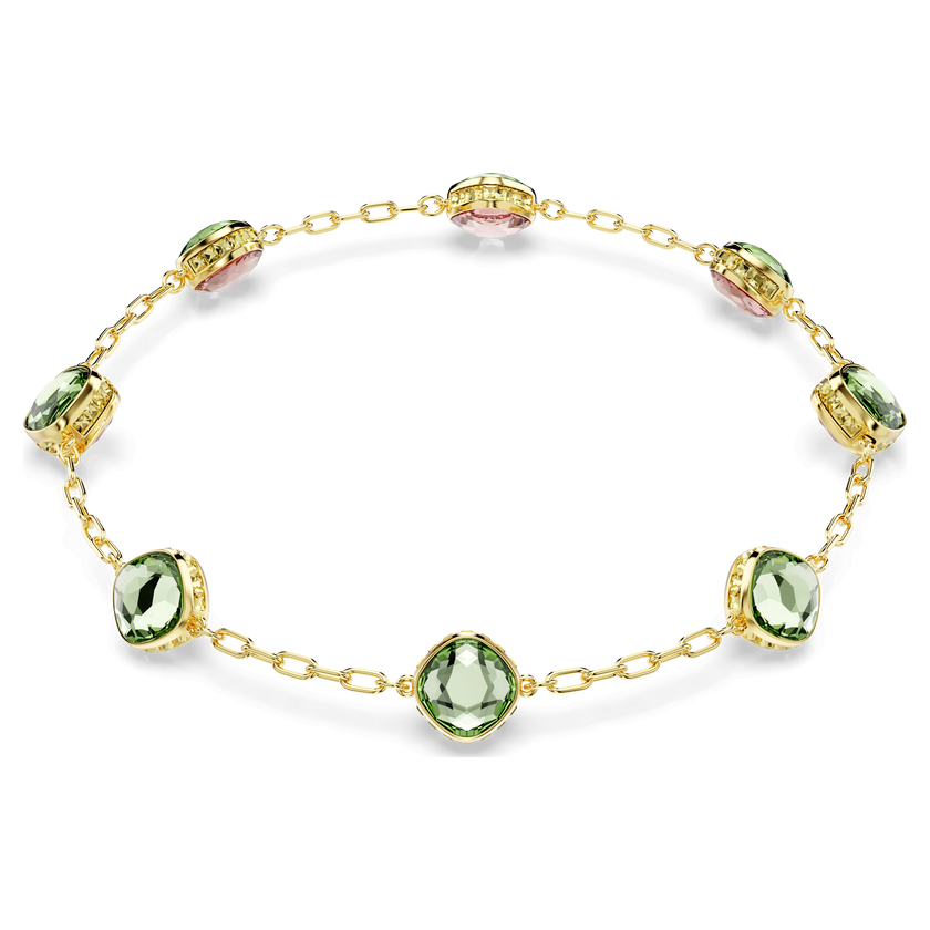 swarovski chroma strandage  octagon cut  green  gold tone plated