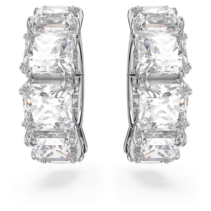swarovski matrix clip earrings  square cut  white  rhodium plated
