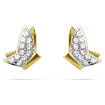 swarovski idyllia lilia stud earrings  butterfly  white  gold tone plated