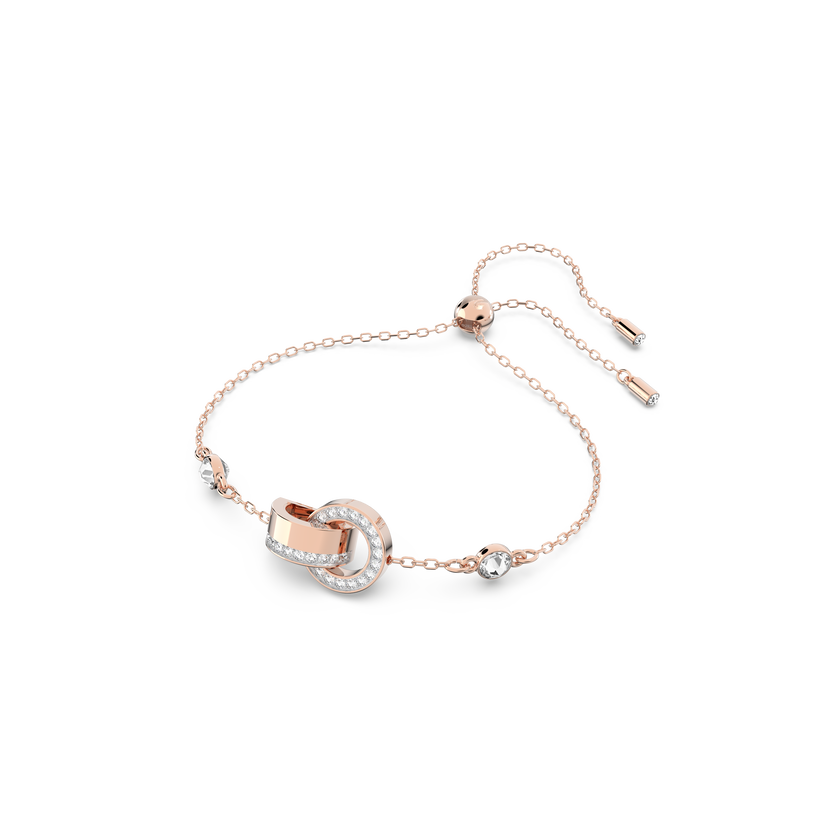 swarovski hollow bracelet  white  rose gold tone plated