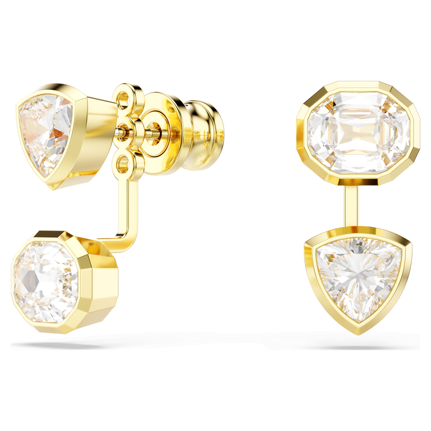 swarovski imber earring jackets  asymmetrical design  mixed cuts  white  gold tone plated