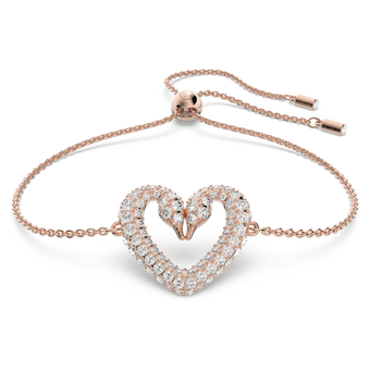 Una bracelet, Heart, Small, White, Rose-gold tone plated swarovski una bracelet  heart  small  white  rose gold tone plated