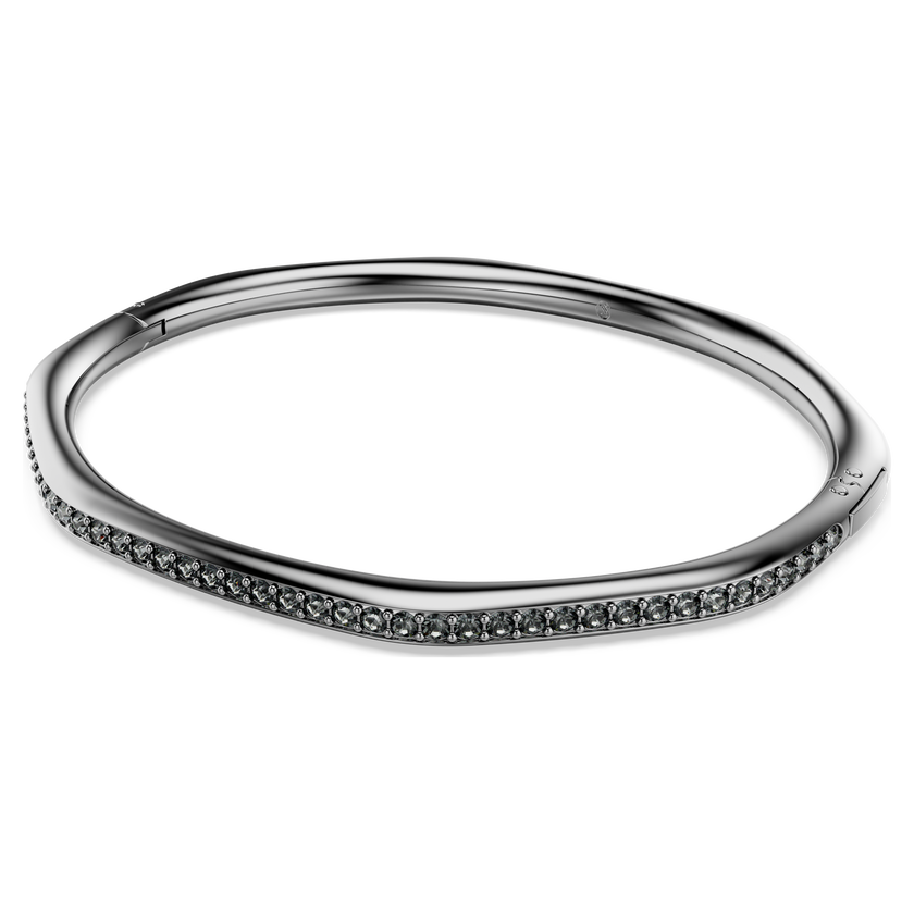 swarovski dextera bangle  octagon shape  round cut  white  ruthenium plated