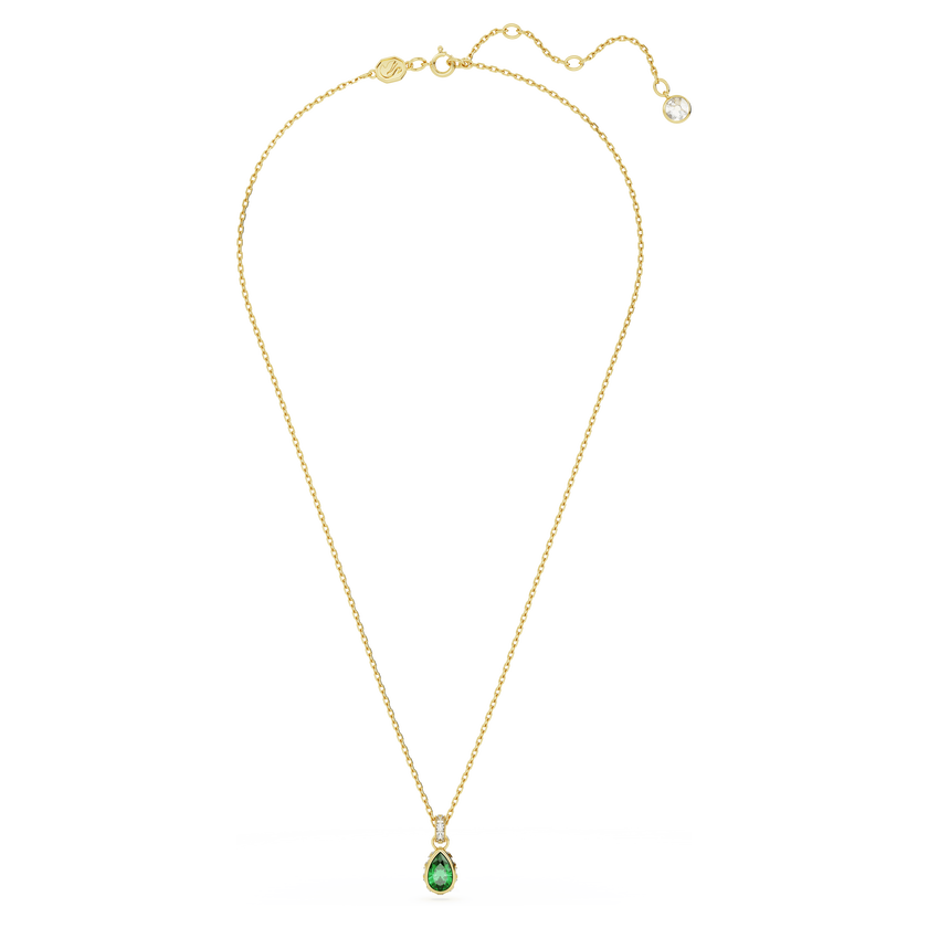 swarovski chroma pendant  pear cut  green  gold tone plated