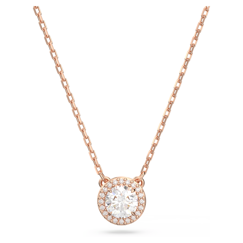 swarovski una angelic pendant  round cut  pav   white  rose gold tone plated