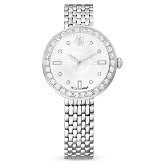 swarovski matrix tennis 7 link watch  swiss made  metal bracelet  silver tone  stainless steel