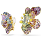 swarovski idyllia clip earrings mixed cuts pav flower multicolored mixed metal finish
