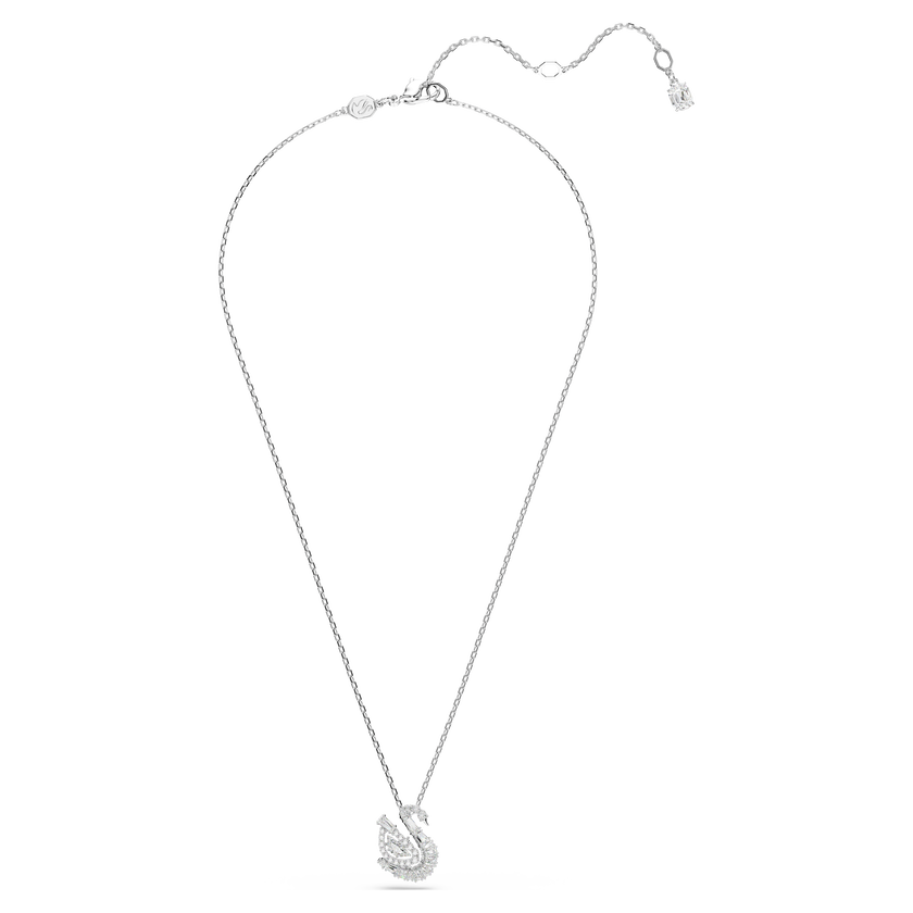 swarovski swan pendant  mixed cuts  swan  white
