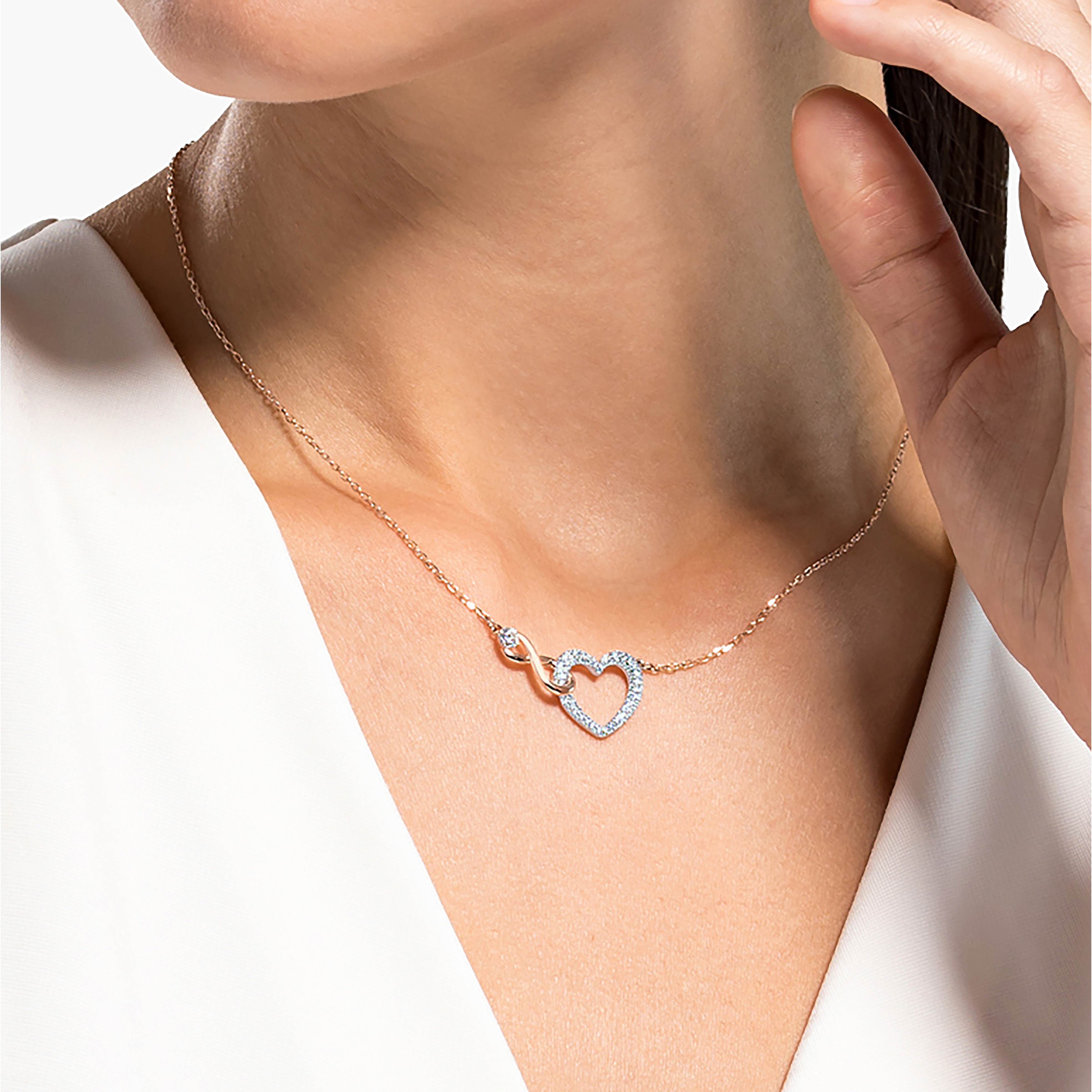 Buy Swarovski Hyperbola necklace Infinity and heart White Mixed metal finish