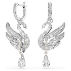 swarovski swan vienna earrings swan white rhodium plated