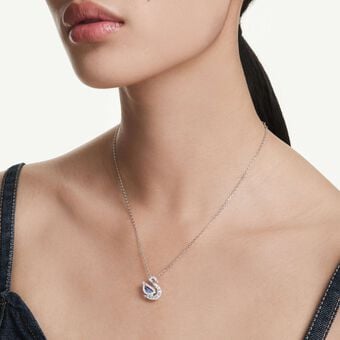 swarovski swan pendant  mixed cuts  swan  blue
