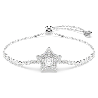 swarovski sublima bracelet  round cut  star  white  rhodium plated