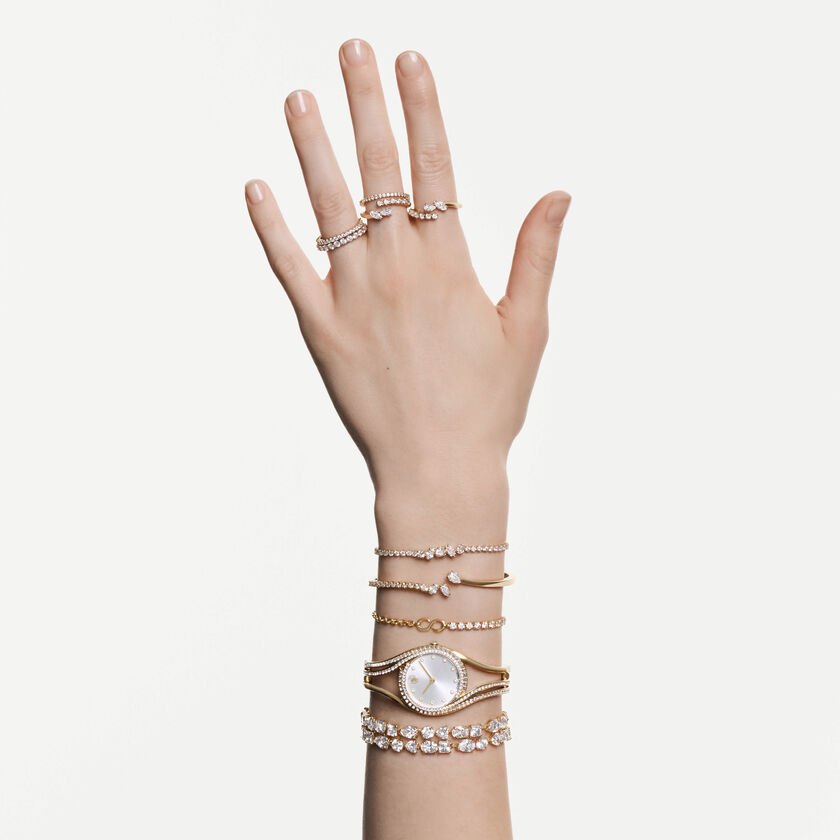swarovski matrix bracelet  round cut  white  18k gold finish