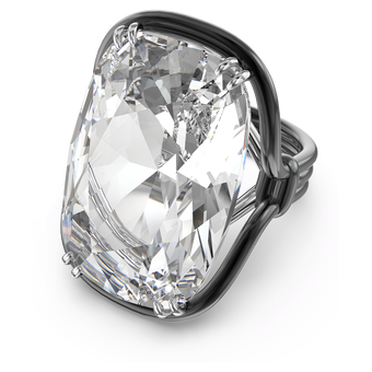 Harmonia ring, Oversized floating crystal, White, Mixed metal finish swarovski harmonia ring  oversized floating crystal  white  mixed metal finish