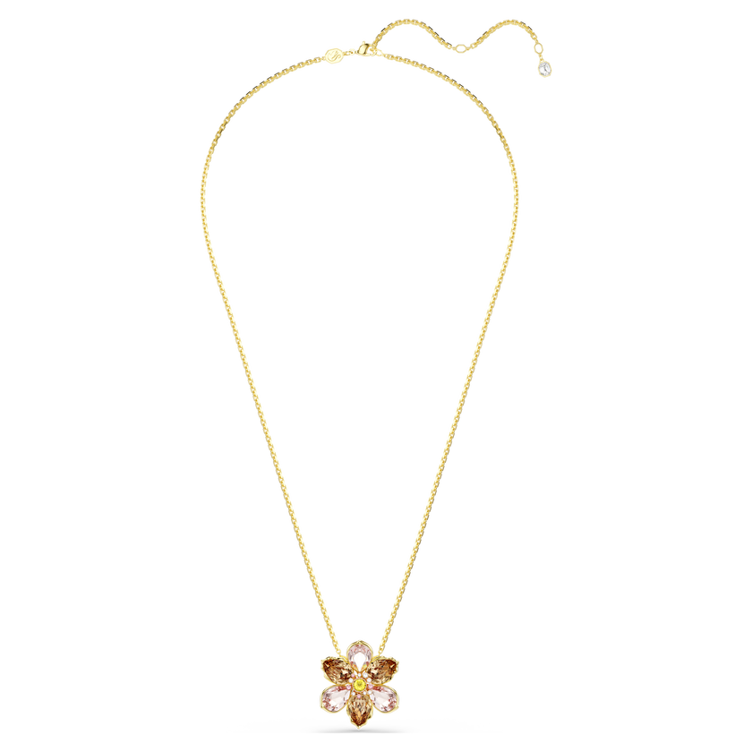 swarovski idyllia pendant and brooch  mixed cuts  flower  multicolored  gold tone plated