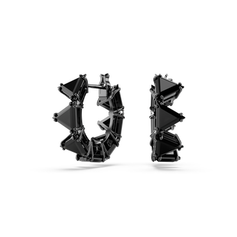 swarovski matrix hoop earrings  triangle cut  triangle  mini  black  ruthenium plated