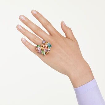swarovski gema cocktail ring  mixed cuts  multicolored  18k gold finish