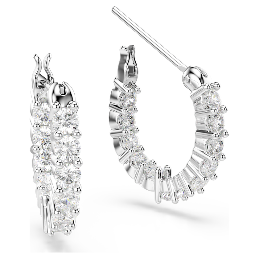 swarovski matrix vittore hoop earrings  round cut  white  rhodium plated