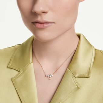 swarovski mesmera necklace  mixed cuts  white  18k rose gold finish