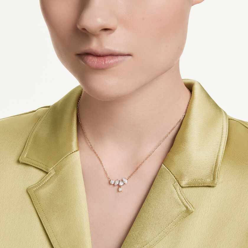 swarovski mesmera necklace  mixed cuts  white  18k rose gold finish