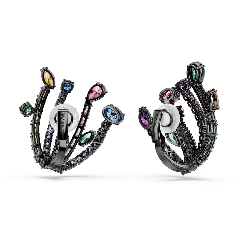 swarovski matrix earrings  mixed cuts  bouquet  multicolored  ruthenium plated