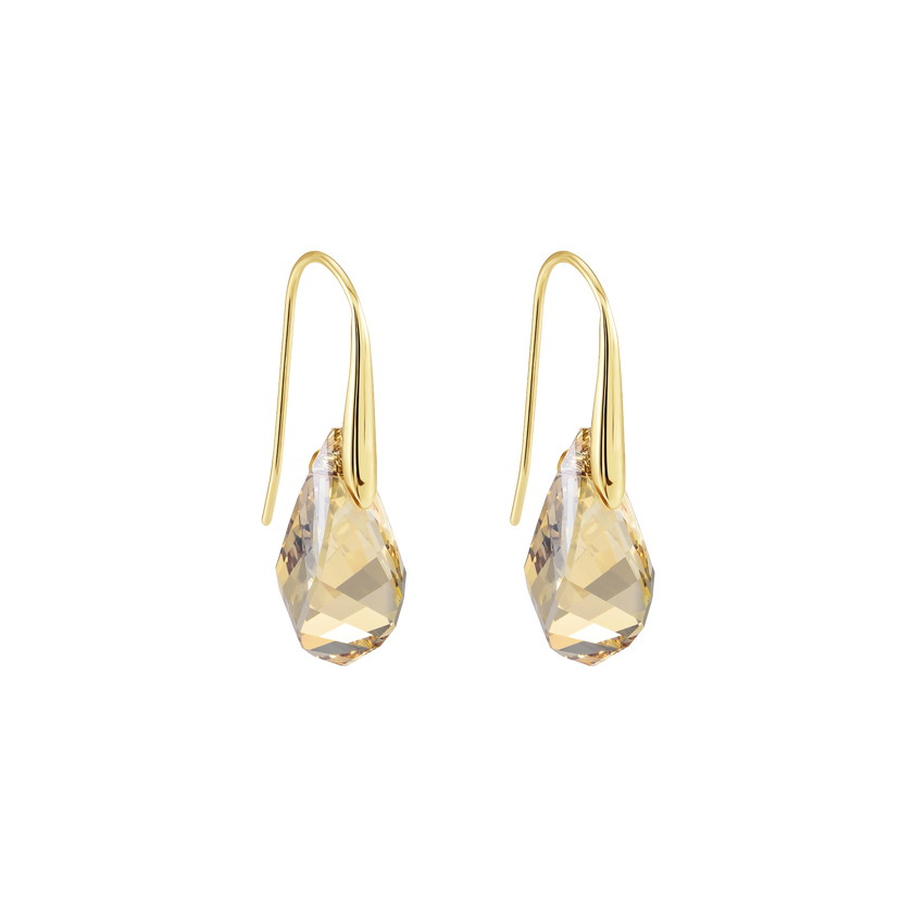 swarovski energic drop earrings  brown  gold tone plated