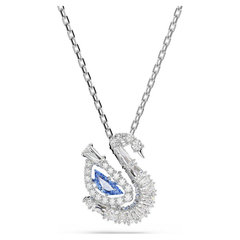 swarovski swan pendant  mixed cuts  swan  blue