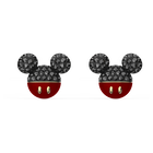 swarovski mickey pierced earrings black gold tone plated