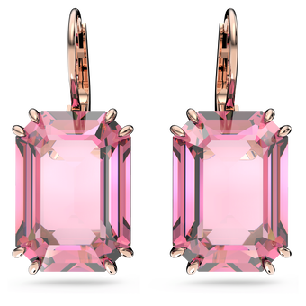 swarovski millenia earrings octagon cut crystal pink rose gold tone plated