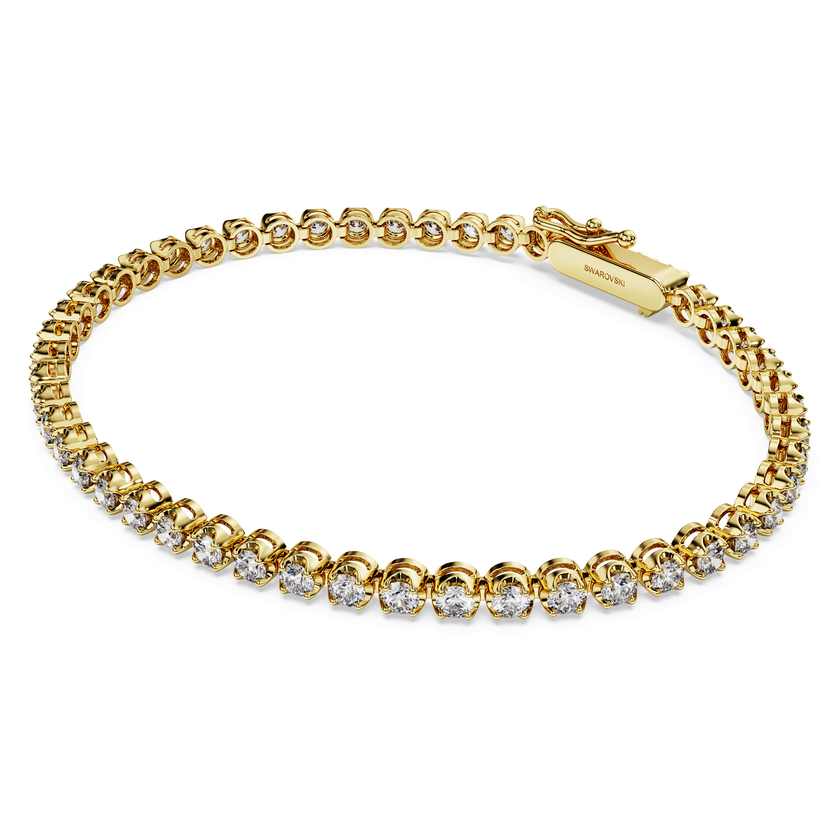 swarovski eternity tennis bracelet  lab grown diamonds 2 5 ct tw  round shape  18k yellow gold